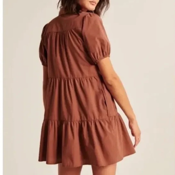 Abercrombie & Fitch Poplin Trapeze Shirt Dress in Chestnut Sz XS - Picture 3 of 9